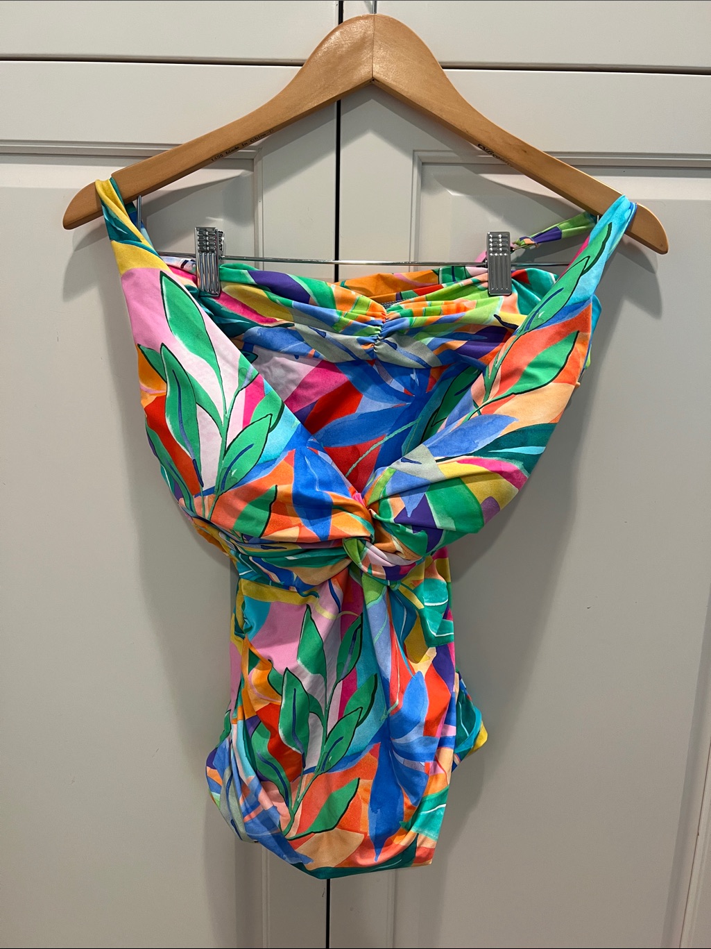 La Blanca Multicolor Tropical Knot-Front Tankini 2 Pc Size 6